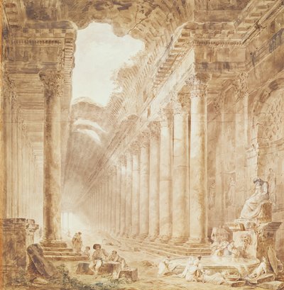 Een zuilengang in ruïnes, 1780 door Hubert Robert